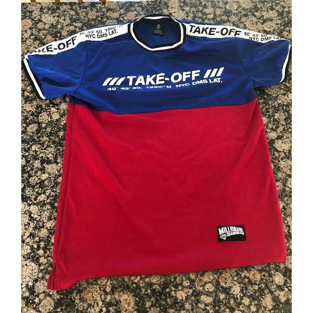 Lavish Society‎ Jersey Take Off White Blue Red Black Shirt Mens Athletic XL